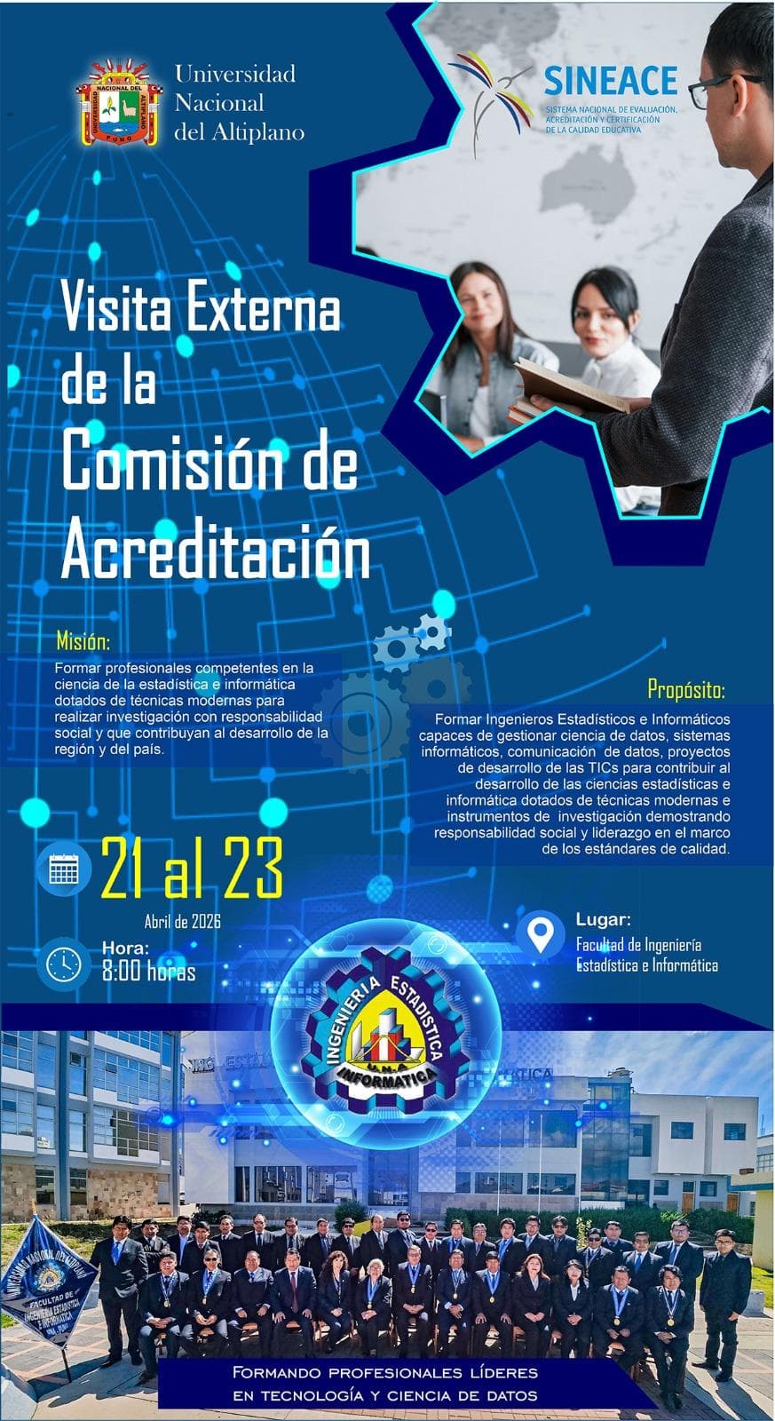 Cartel de la visita externa de la Comisión de Acreditación del SINEACE